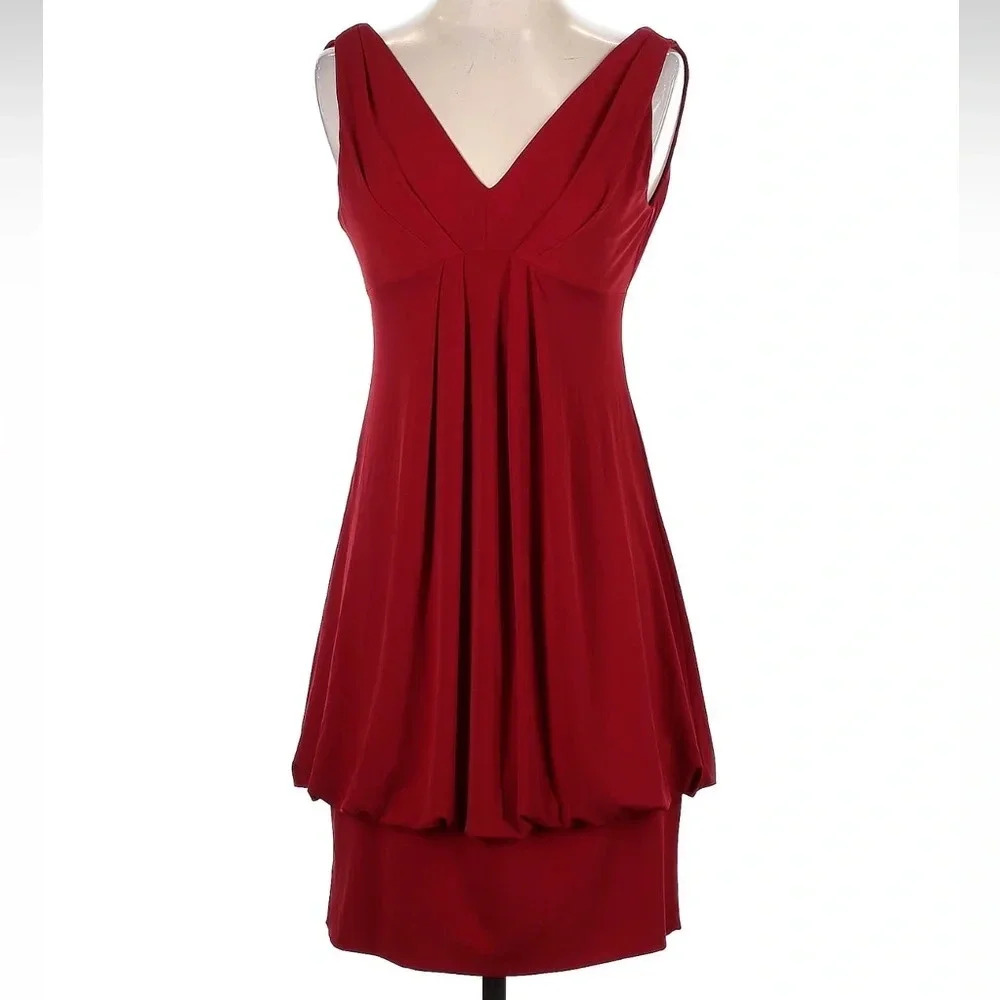 Eliza J New York Red Sleeveless Bubble Hem Cocktail Party Dress Size 4 Small